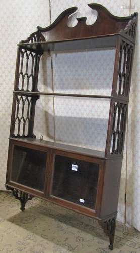 A Chippendale revival mahogany flight of hanging wall shelve...