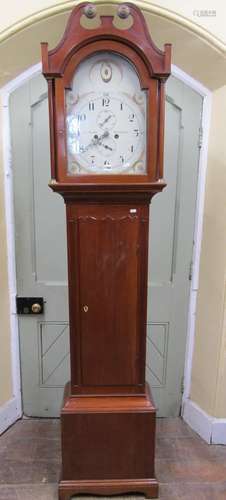 A Georgian mahogany longcase clock, the case with swan neck ...