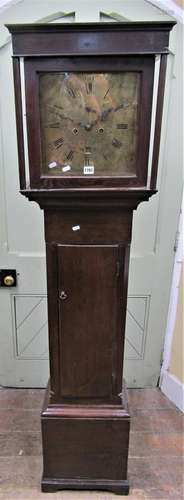 A Georgian oak country longcase clock enclosing a square bra...