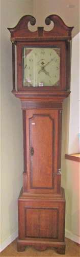 Georgian oak longcase clock, the trunk with full length door...