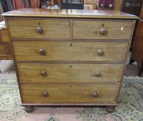 Victorian mahogany chest of three long and two short drawers...