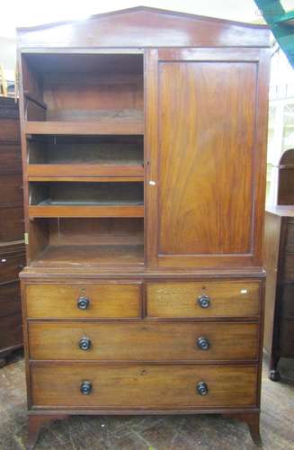 A Regency mahogany linen press enclosed by two long and two ...