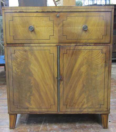 Regency mahogany secretaire chest, the lower section enclose...