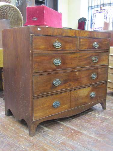 Regency mahogany chest of three long and two short drawers, ...