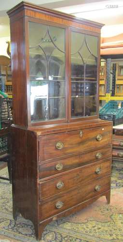 Georgian mahogany secretaire bookcase with fitted interior o...