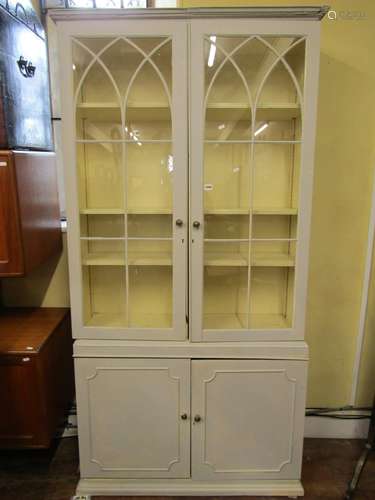 19th century pine side cupboard, the lower section enclosed ...