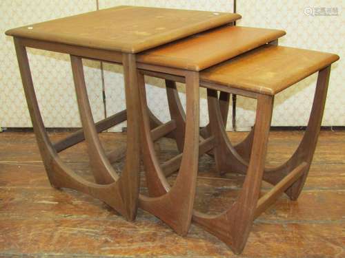 Nest of three G plan teakwood occasional tables on U shaped ...