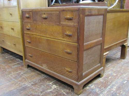 Oak chest of three long and three short drawers by Rowley 14...