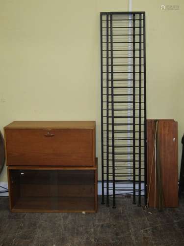 Two bay Ladderax unit incorporating eight shelves, bureau an...