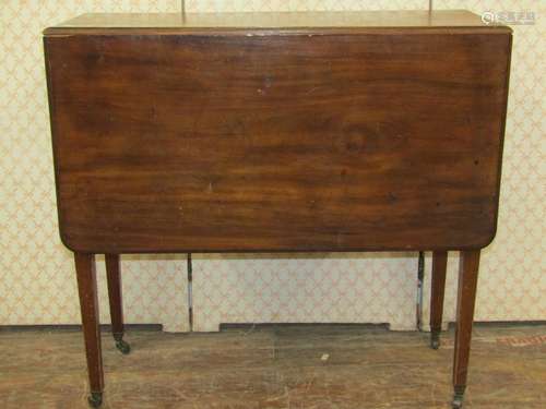 Georgian mahogany drop-leaf occasional table of narrow propo...