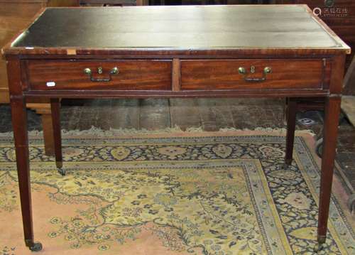 A Georgian mahogany writing table with inset leather top ove...