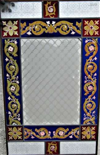 A leaded light panel of rectangular form with alternating pa...