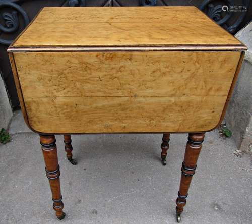 Victorian ladies sewing table in birds eye maple, over two f...