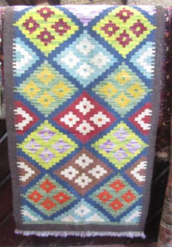 A Maimana kilim runner with a geometric diamond pattern, 192...