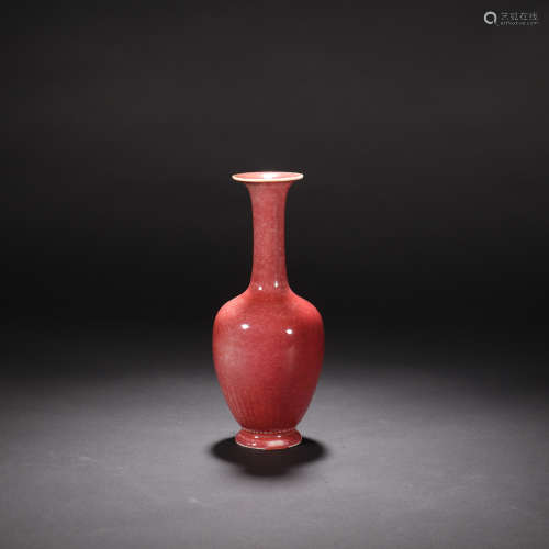 清晚期 豇豆红釉观音瓶