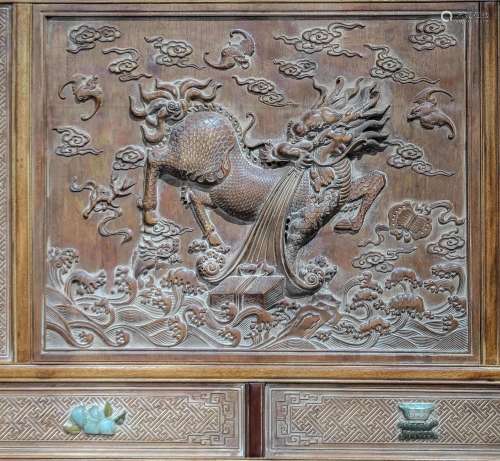 CHINESE ROSEWOOD SCREEN, QING DYNASTY