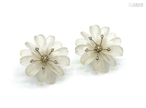 ORECCHINI A FIORE <br />
clip con perno in oro bianco 18kt