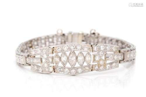 ART DECO, PLATINUM AND DIAMOND BRACELET