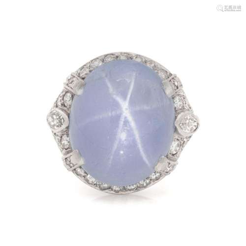 STAR SAPPHIRE AND DIAMOND RING