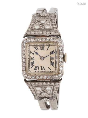 PLATINUM AND DIAMOND WRISTWATCH