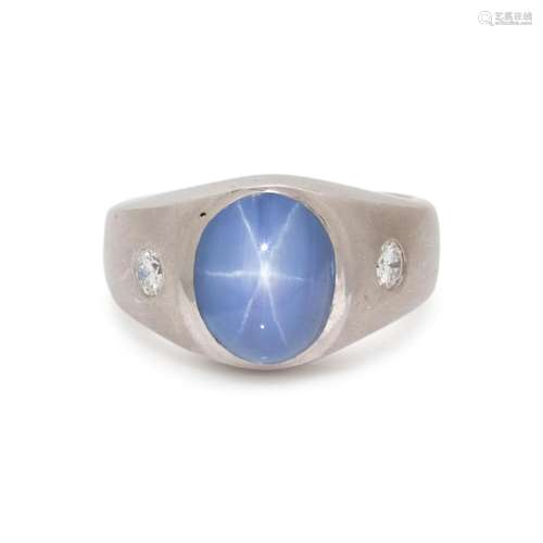 STAR SAPPHIRE AND DIAMOND RING