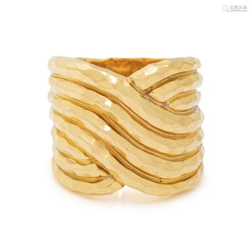 HENRY DUNAY, YELLOW GOLD RING