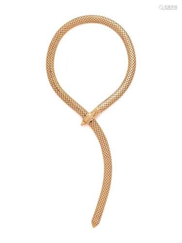YELLOW GOLD SNAKE NECKLACE