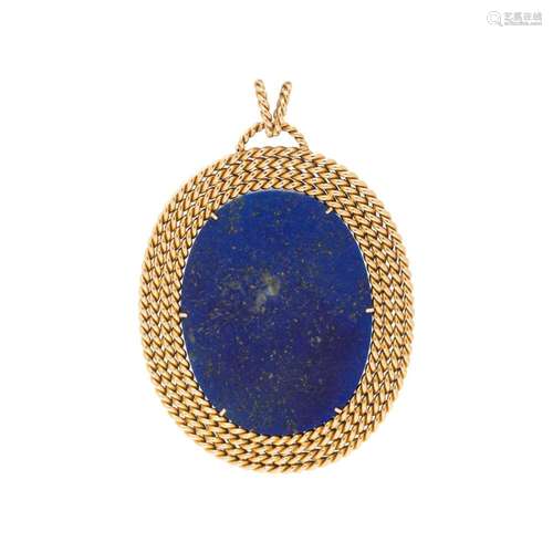 YELLOW GOLD AND LAPIS LAZULI PENDANT