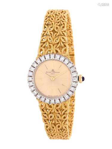 BAUME & MERCIER, 18K YELLOW GOLD AND DIAMOND WRISTWATCH