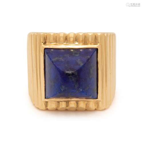 TIFFANY & CO., YELLOW GOLD AND LAPIS LAZULI RING