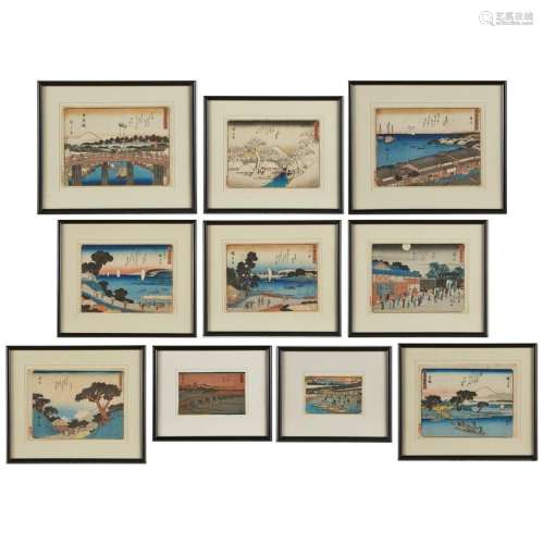 10 Early Hiroshige Woodblock Prints Tokaido