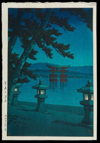 Hasui Kawase "Moonlit Night at Miyajima" Woodblock...
