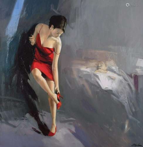 Antonio Tamburro Painting Woman in Red