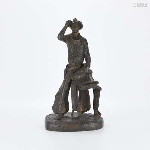 Michael Garman "Saddle Tramp" Cold Cast Bronze Scu...