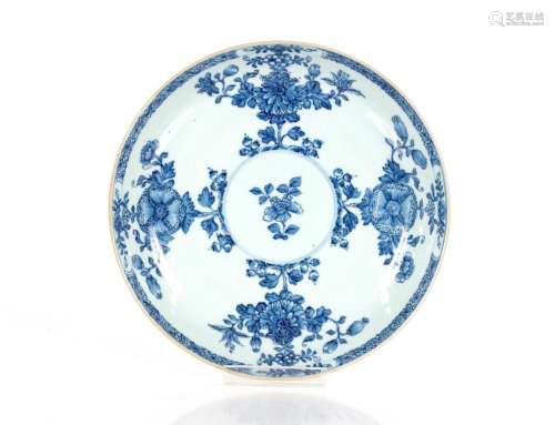 A Chinese shallow dish, profusely decorated flowers, 22.5cm ...