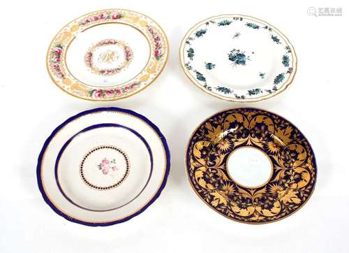 Four 19th Century Derby cabinet plates, some AF