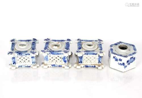 A collection of four late 19th Century Chinese blue and whit...