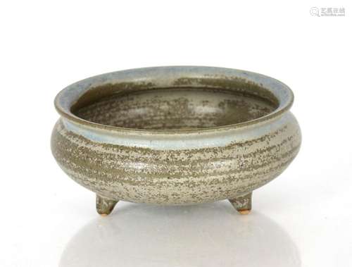 A Chinese matted Celadon type glazed censer, of compressed b...