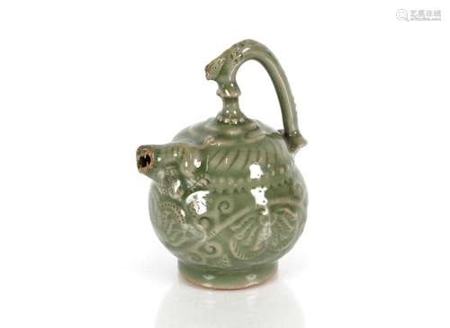 A Celadon Mystery water dropper, with mythical beast spout, ...