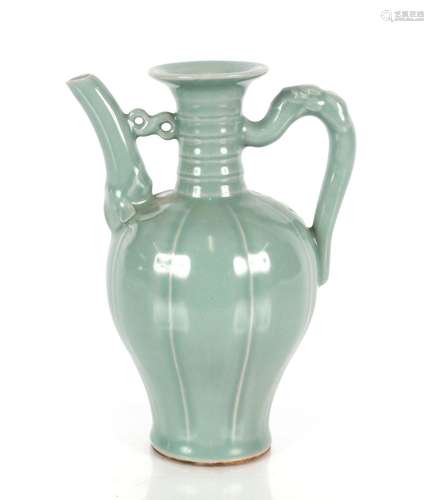 A Chinese celadon glazed water dropper, of baluster form wit...