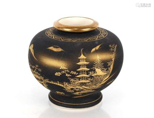 A Japanese Meiji period Satsuma vase, of squat form unusuall...