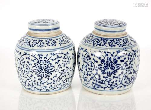 A pair of Chinese oversized ginger jars and covers, with flo...