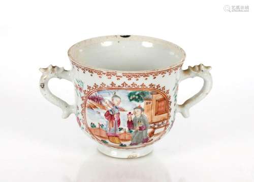 A late 18th Century Chinese famille rose loving cup, with tw...