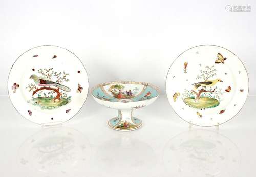 A pair of Meissen cabinet plates, decorated insect