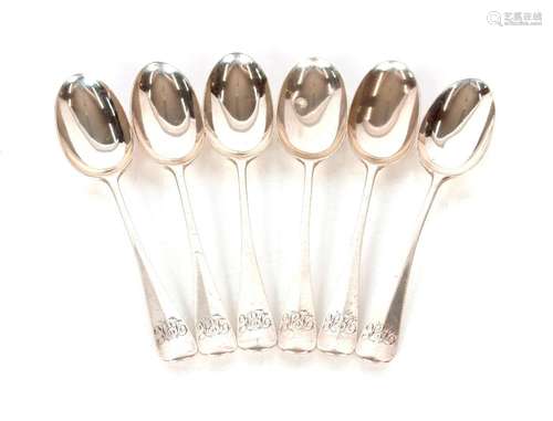 A set of six Victorian silver teaspoons, "Old English&q...