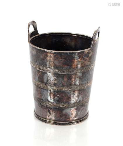 A plated ice bucket by Elkington & Co., having reeded ba...