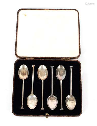 A cased set of six silver seal end coffee spoons, Sheffield ...