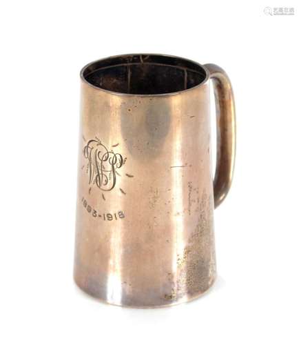 An early 20th Century silver mug, with monogrammed and date ...