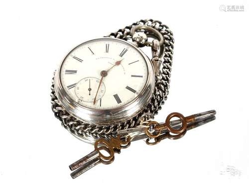 An antique open faced pocket watch, the silver case Hallmark...