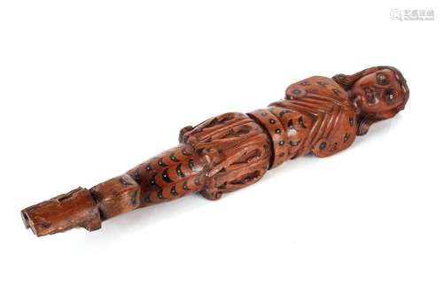 An Anglo Indian rosewood carving of a mermaid, 55cm long, 19...